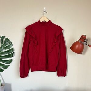 NWT Loft Ruffle Pointelle Top